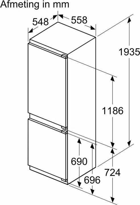 Actual product image Siemens KI96NADC0, built-in fridge-freezer combination with bottom freezer compartment (290 l)