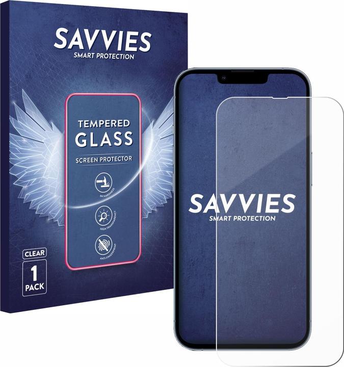 Savvies Panzerglas Hartglas Displayschutz (1 Stück, Apple iPhone 13 Pro)