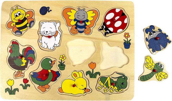Playwood Wooden puzzle animals around the house, 10 pieces (10 pieces)