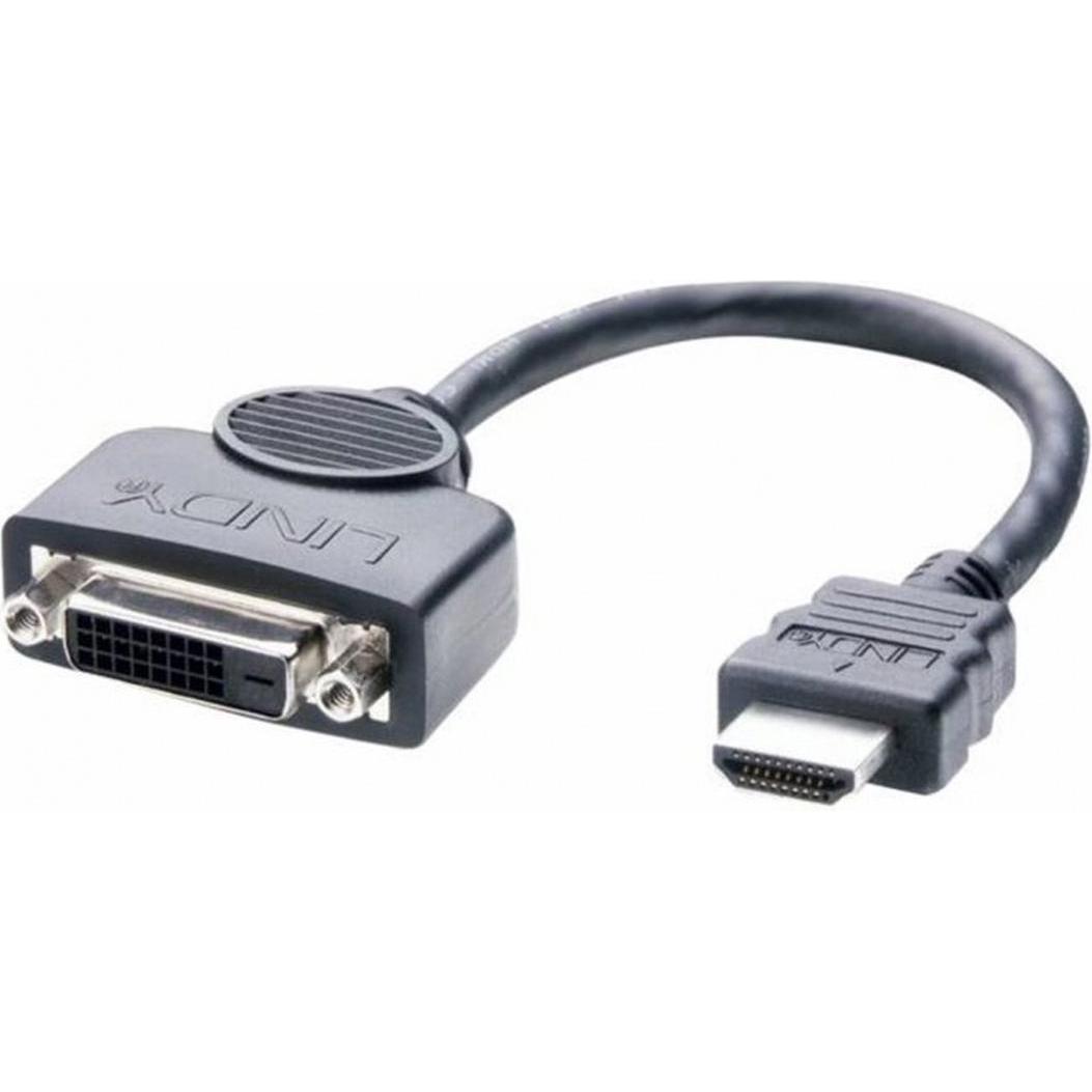 Lindy HDMI zu (DVI, HDMI, 20 cm), Data + Video Adapter, Schwarz