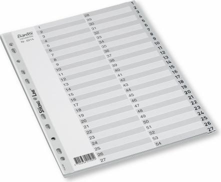 Produktbild Bantex Register Basic-line, 1-54, plast, A4, grå
