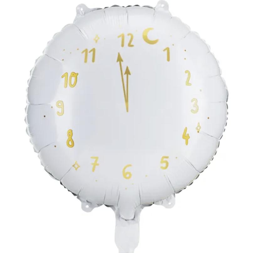 Partydeco Foil balloon Clock, 45 cm, white (1 pkt / 1 pc.)