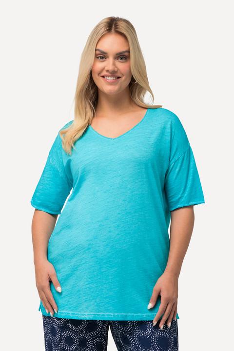 Immagine prodotto Ulla Popken T-shirt dal taglio oversize con tintura a freddo, scollo a V e mezze maniche (58)