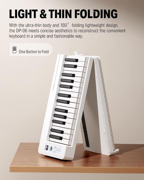 Produktbild Donner Faltbares 61-Tasten-Piano für Anfänger mit tragbarer Tasche, App-Anbindung und langer Akkulaufzeit (61 Tasten)