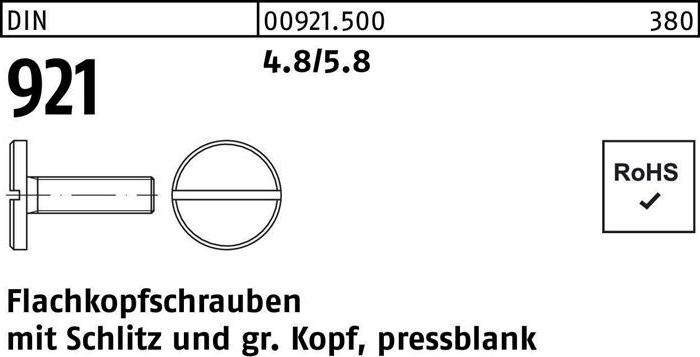 Produktbild Flachkopfschraube DIN 921 m.Schlitz M 3 x 10 4.8/5.8 (100 Schrauben pro Stück)