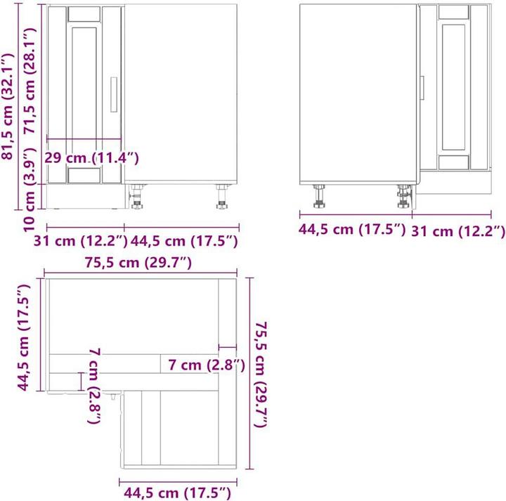 Produktbild vidaXL Kücheneckunterschrank (75.50 x 75.50 x 81.50 cm)