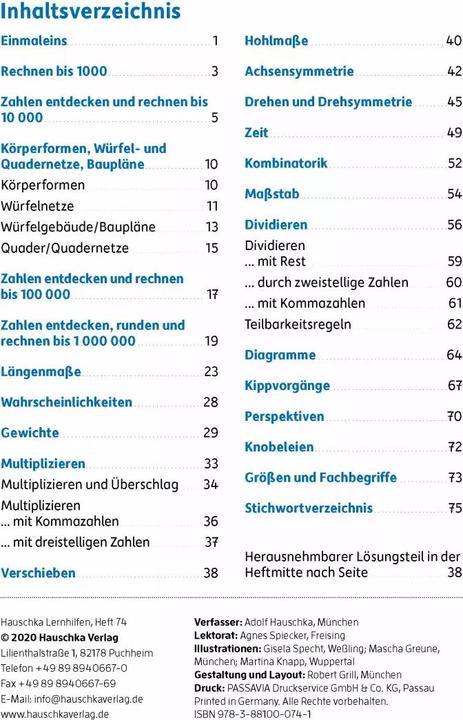 Actual product image Mathe trainieren 4. Klasse (German, Adolf Hauschka, 2021)