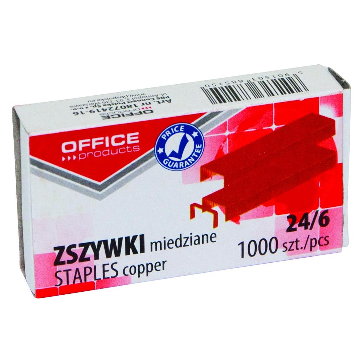 Office Products, Papierklem, Nietjes, 24/6, Koper, 1000 Stuks (1000 x)