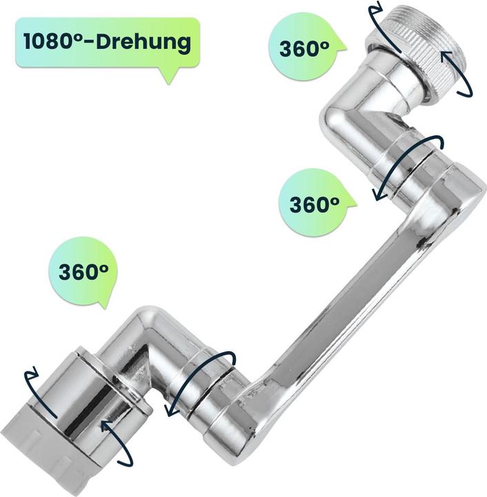 Produktbild Ideoon 1080° drehbarer Wasserhahn Aufsatz für Bad und Küche