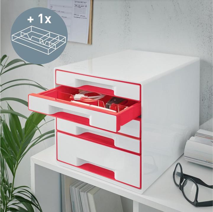 Produktbild Leitz Schubladenbox WOW CUBE weiss/rot (A4+)