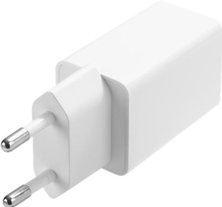 Actual product image Deltaco USB wall charger, 2x USB-A, 2.4 A, total 12 W, white USB-AC174 (12 W, 2 ports)