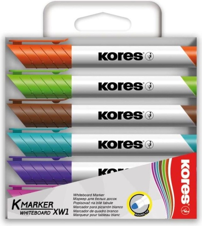 Immagine prodotto Kores K-Marker Lavagna bianca (Pink, Viola, Turchese, Marrone, Verde chiaro, Arancia, 3 mm, 6 x)