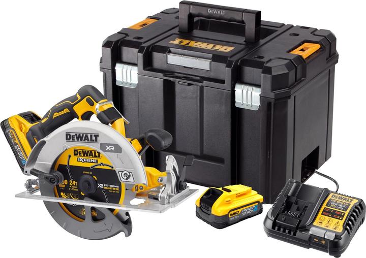 Actual product image DeWalt 18V hand-held circular saw with 2x 5Ah Powerstack battery