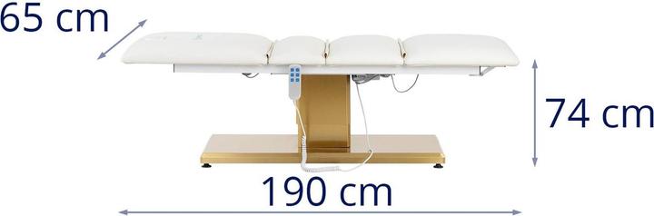 Produktbild Physa Elektrische Kosmetikliege 150 kg Weiss/Golden Behandlungsliege Kosmetikstuhl