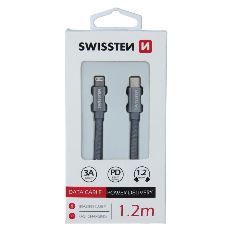 Swissten Datenkabel Textil Usb-C / Lightning 1.2 M (1.20 m), Usb Kabel