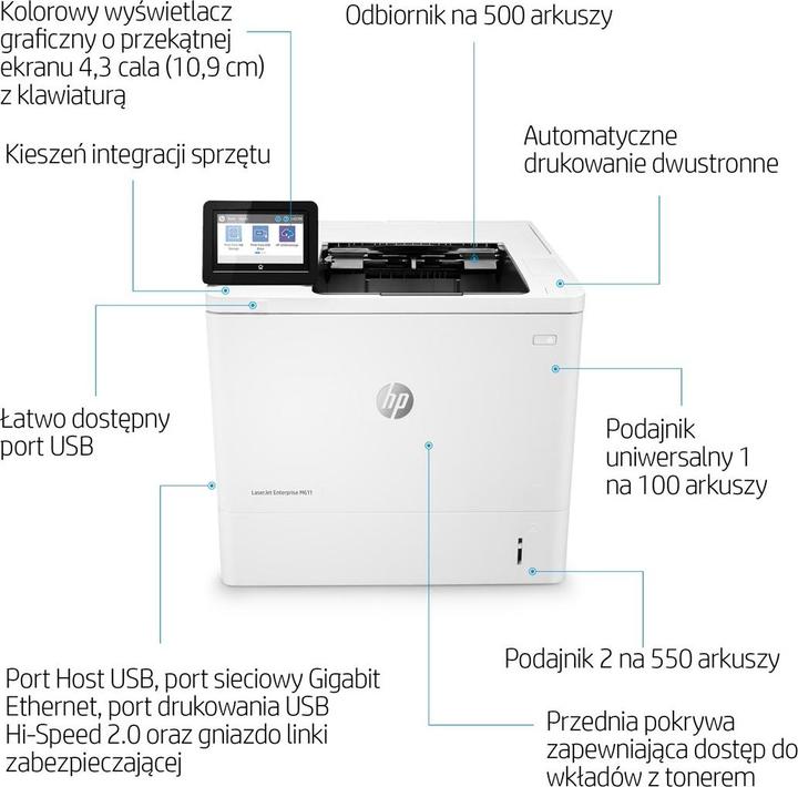 Actual product image HP M611dn Laserjet Enterprise (Laser, Black and white)