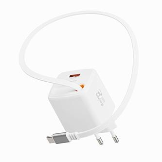 Produktbild Swissten Netzadapter SlideCHARGE GaN 45W, 1 Anschluss, MIT EINZIEHBAREM USB-C-KABEL (45 W, 1 Port)