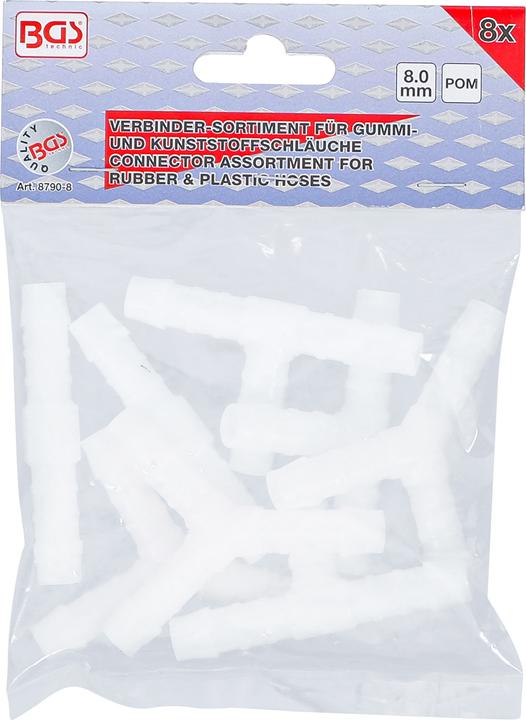 Actual product image BGS Hose Connector Assortment Fuel Resistant 8 mm 8 pcs. (Hose connector, 8 mm)