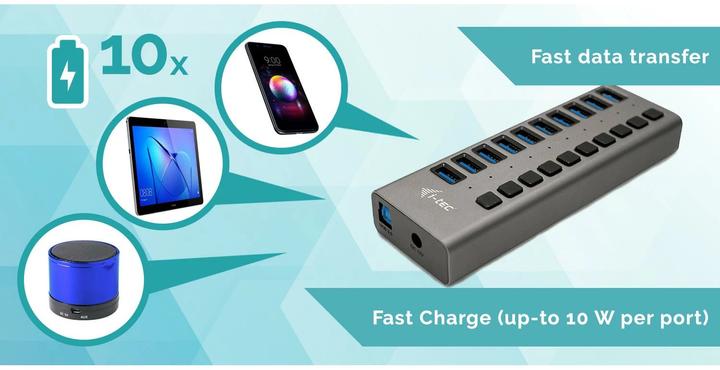 Image du produit i-tec U3CHARGEHUB10 (USB-B, 10 Ports)