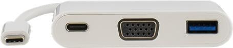 Produktbild Deltaco usb-c to vga and usb type a adapter usb-c fm 60w white (USB-C, 1 Ports)