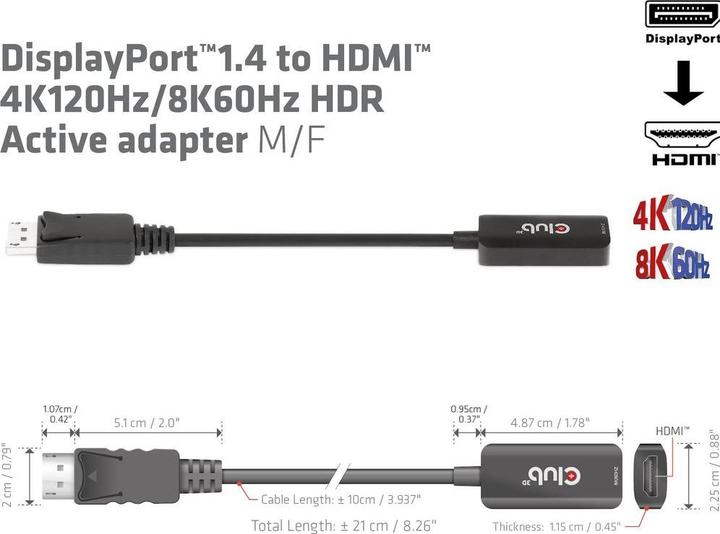 Produktbild Club 3D DisplayPort zu (HDMI, 2.25 cm)
