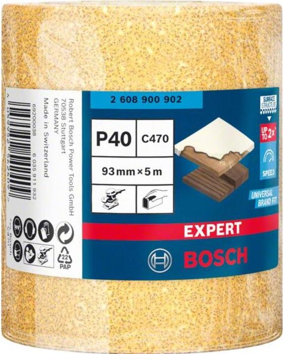 Produktbild Bosch Professional Zubehör EXPERT C470 Schleifpapierrolle zum Handschleifen, 93 mm, 5 m, G 40 (40)