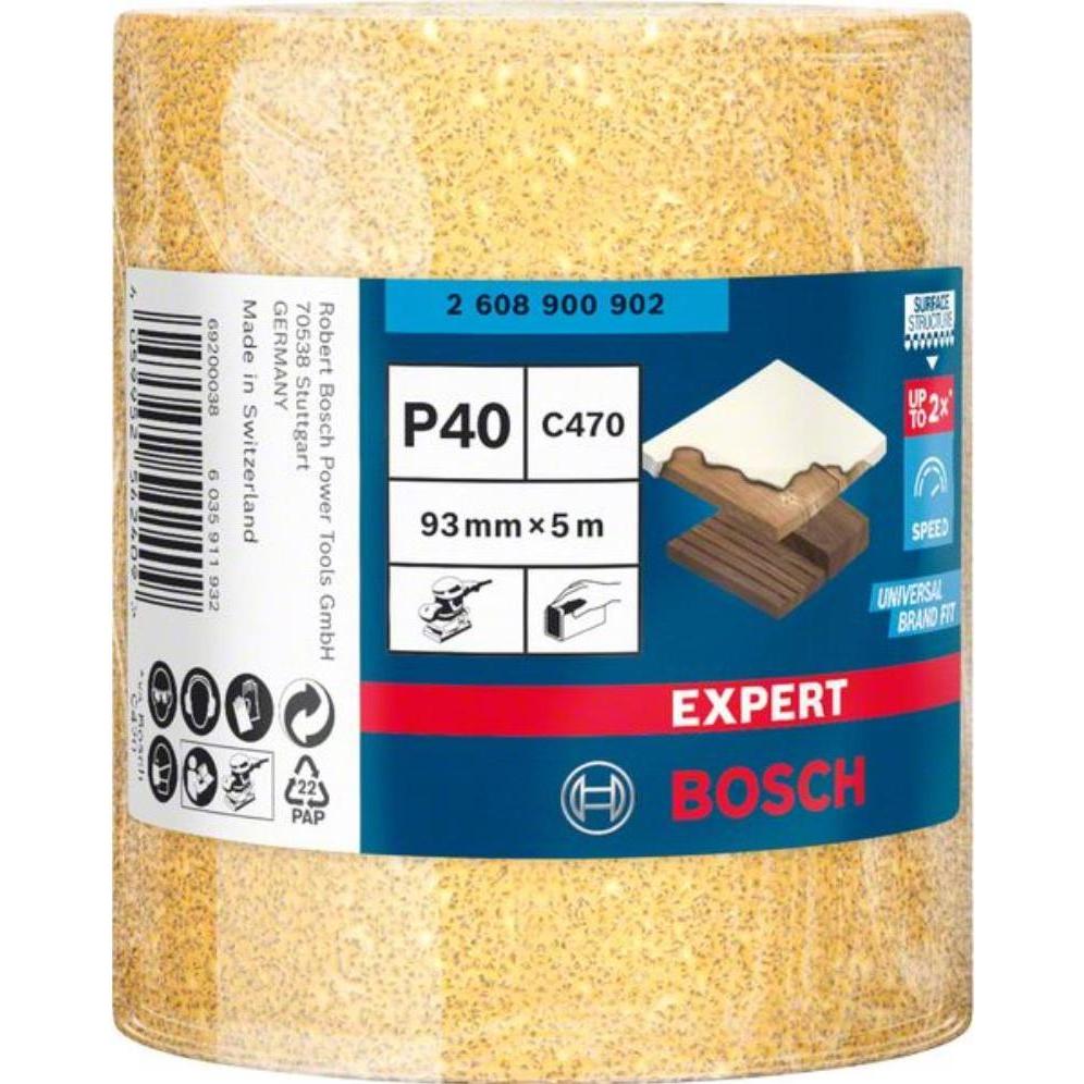Thumbnail - Bosch Professional Zubehör, Schleifmittel, EXPERT C470 Schleifpapierrolle zum Handschleifen, 93 mm, 5 m, G 40 (40)