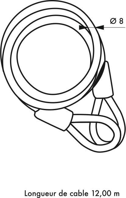 Produktbild Thirard Diebstahlsicherungsseil twisty, Fahrrad, Gartenhaus, ø 8, 12.00m, Stahl mit PVC-Mantel