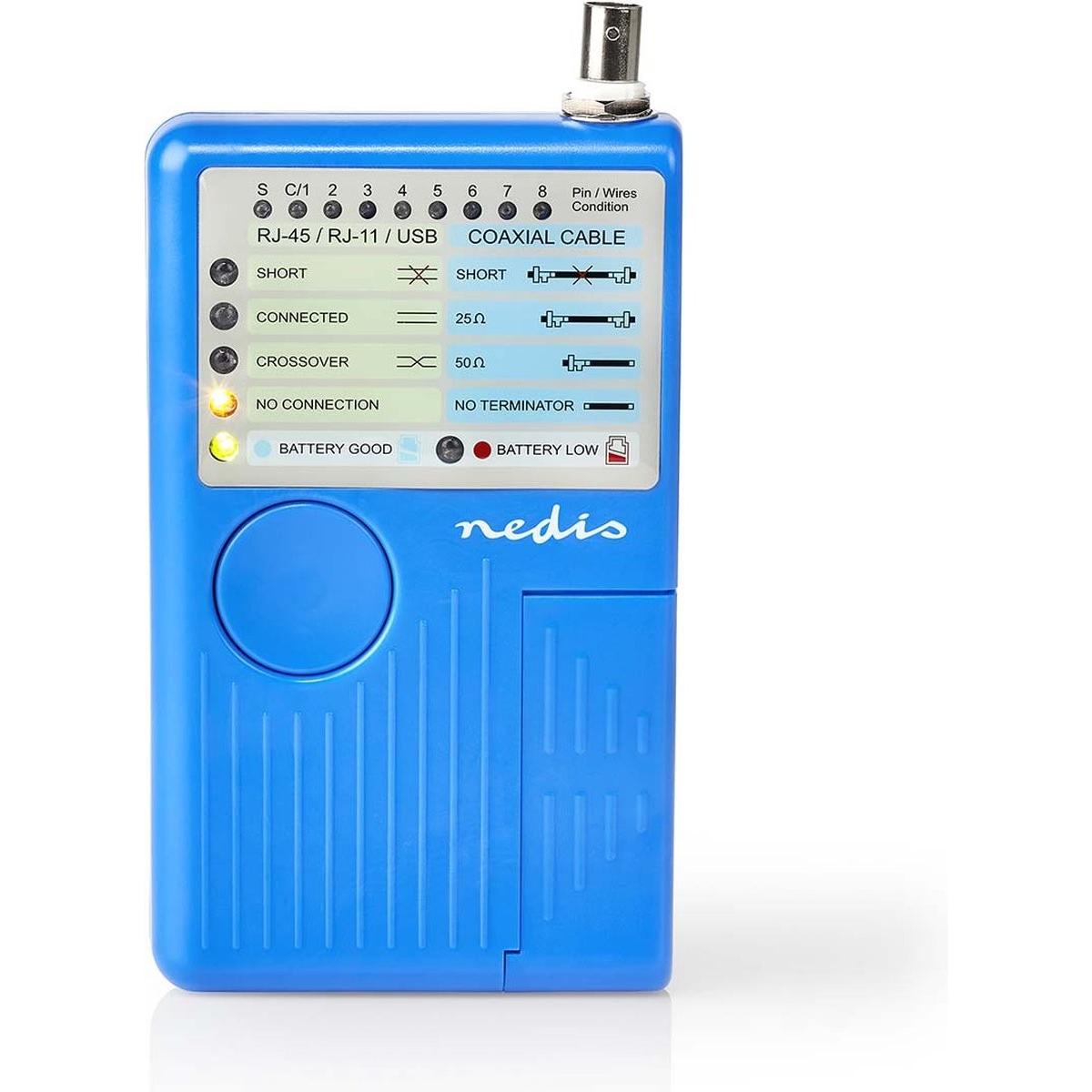 Nedis, Multimetro, Cavo LAN - Tester - Display a LED - Blu