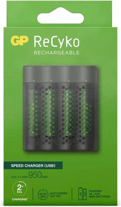 Actual product image GP Batteries ReCyko M451/100 4-Port USB Ladegerät inkl.4xAAA NiMh 950mAh (5 pcs., AAA, 950 mAh, Battery + charger)