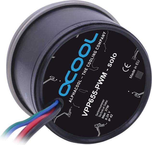 Actual product image Alphacool PUM Aurora D5 Acetal/Glass Ice Bucket - 150mm with D5 VPP655 PWM Pump