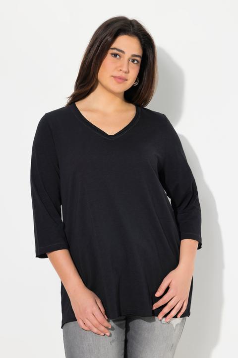 Immagine prodotto Ulla Popken Maglia con cuciture metallizzate, scollo a V e maniche a 3/4 (46, 48)