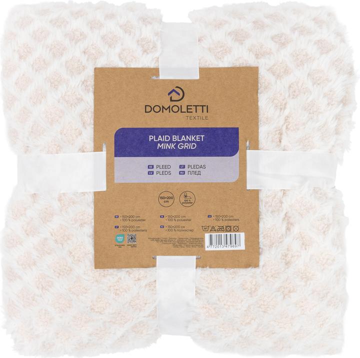 Actual product image Domoletti Plaid Mink Grid, minimalistic beige, 150 x 200 cm (200 x 150 cm)