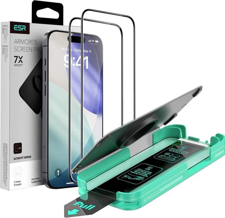 Produktbild ESR UltraFit Armorite Screen Protector, for iPhone 17 Pro, 2 Pack (2 Stück, Apple iPhone 17 Pro)