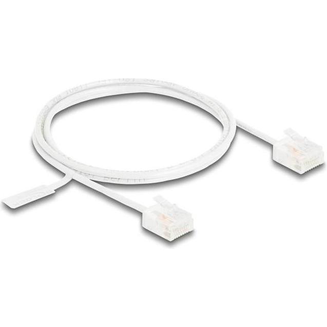 Thumbnail - Delock RJ45 Netzwerkkabel Cat.6 UTP Ultra Slim 1 m weiss mit (U/UTP, CAT6, 1 m), Netzwerkkabel