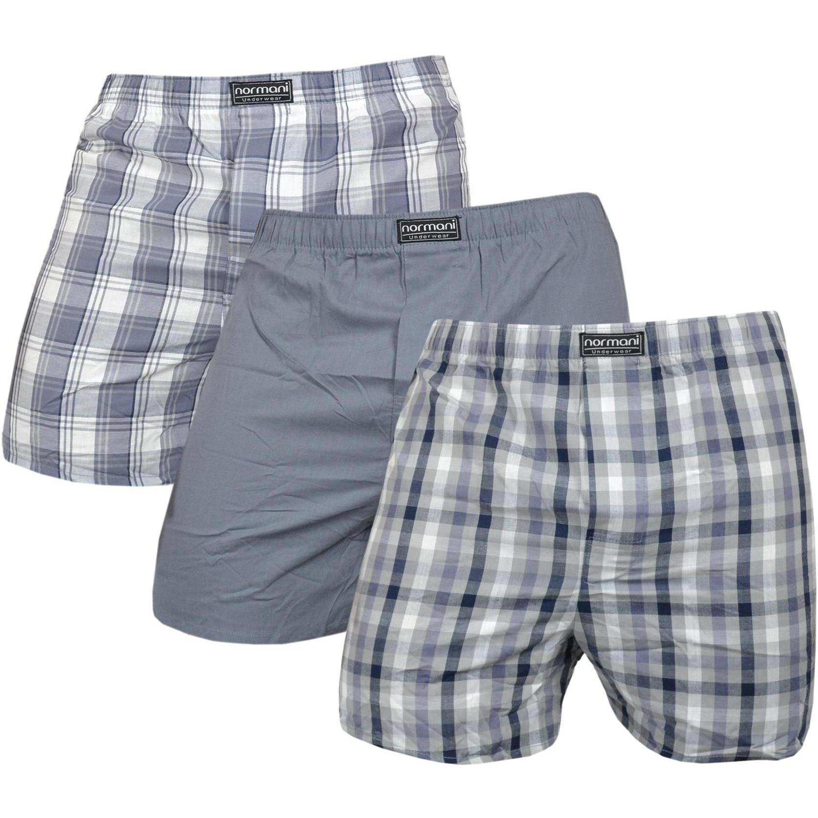 Normani, Herren, Unterhosen, 3 Stück Herren Web Boxershorts, Grau, (XL, 3er Pack)