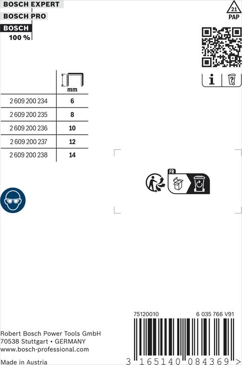 Actual product image Bosch Professional Zubehör Fine wire staple type 58, 13 x 0.75 x 10 mm, 1000-pack