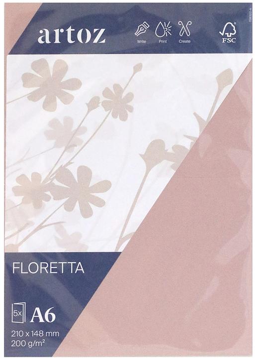 Image du produit Artoz Cartes Floretta A6x2 double épaisseur light rose (A6, 200 g/m²)