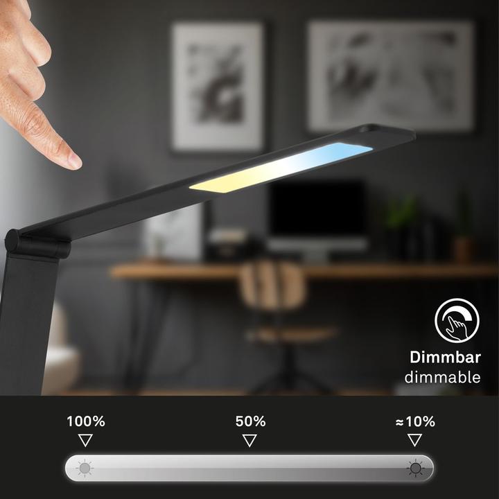 Actual product image Briloner CUMA CCT-LED table lamp, black, incl. inductive charging station (670 lm)