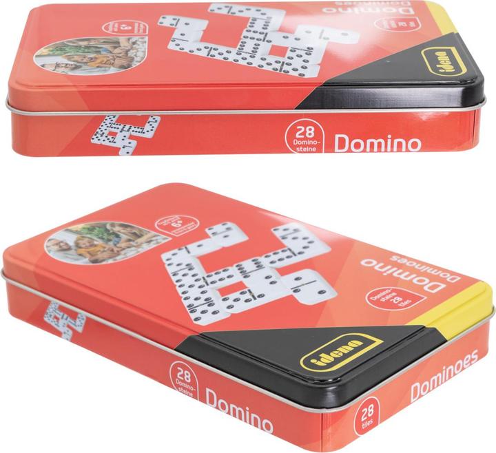 Actual product image Idena Domino game in metal box (German, 2 - 6 Players)