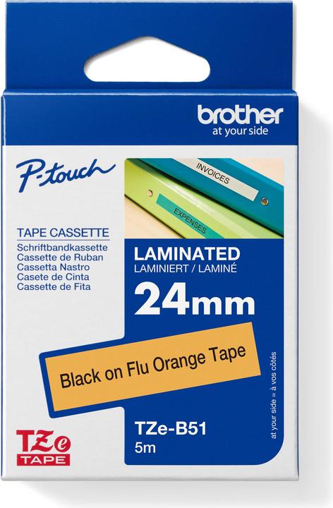 Produktbild Brother TZB51 24 Schwarz AUF Orange (2.40 cm, Orange, Schwarz)