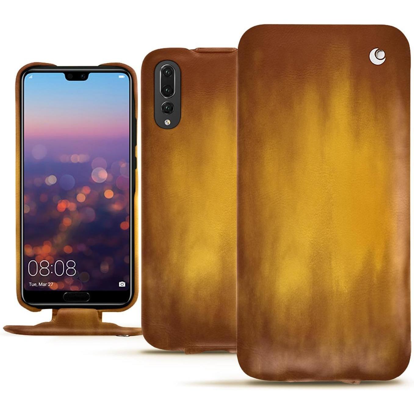 Noreve Lederschutzhülle vertikal (Huawei P20 Pro), Smartphone Hülle, Gold