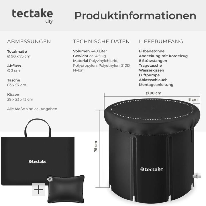 Immagine prodotto tectake Eisbadetonne Helsinki (90 cm, 90 cm)