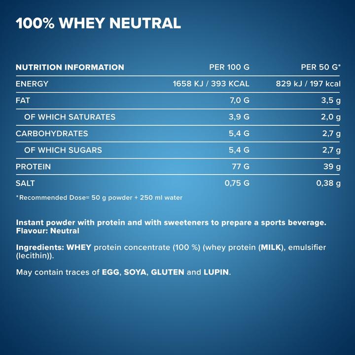 Valeurs nutritives et ingrédients IronMaxx 100% Whey Protein (sachet de 500g) (Neutre, 1 x, 500 g)