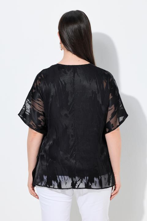 Produktbild Ulla Popken Chiffonbluse, doppellagig, V-Ausschnitt, Halbarm (42, 44)