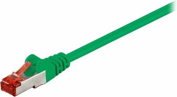 Actual product image Goobay RJ45 network connection cable CAT 6 S/FTP 1 m green Flame retardant, with snap-in nose protection (S/FTP, CAT6, 1 m)