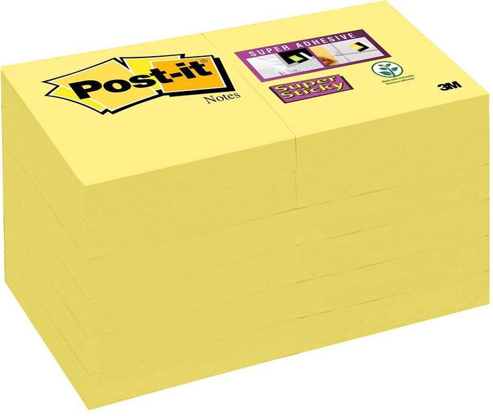 Actual product image Post-it Super Sticky Sticky Notes extra strong 62212SY yellow 12 pads (47.60 x 47.60 mm)