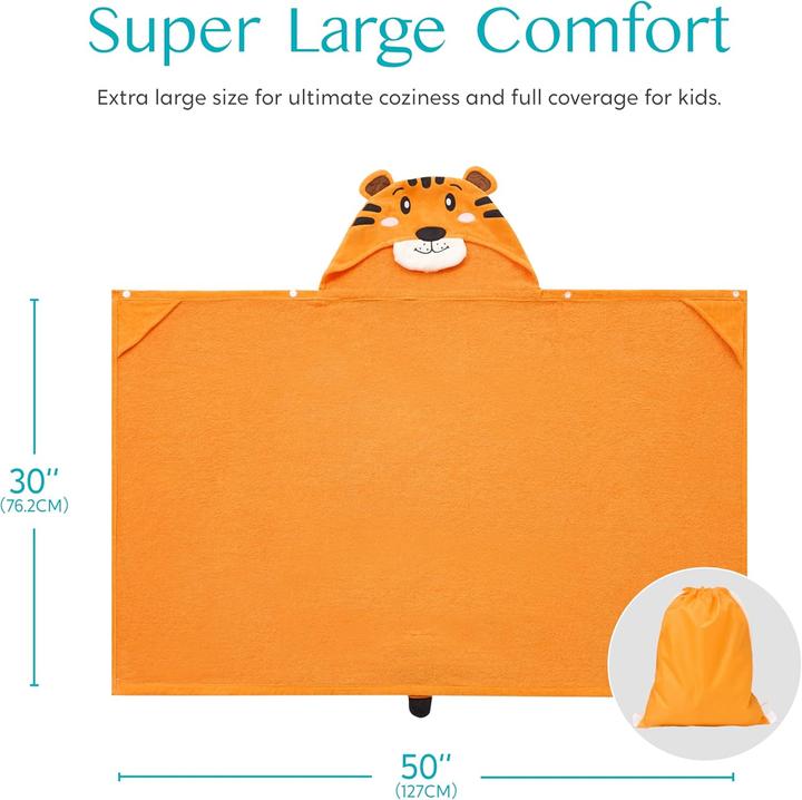 Actual product image Joiedomi Tiger-Badeponcho Kinder Kapuzenhandtuch (76x127 cm)