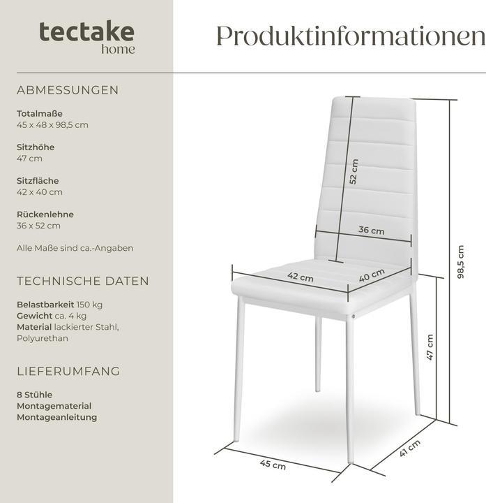 Image du produit tectake 8x Esszimmerstuhl