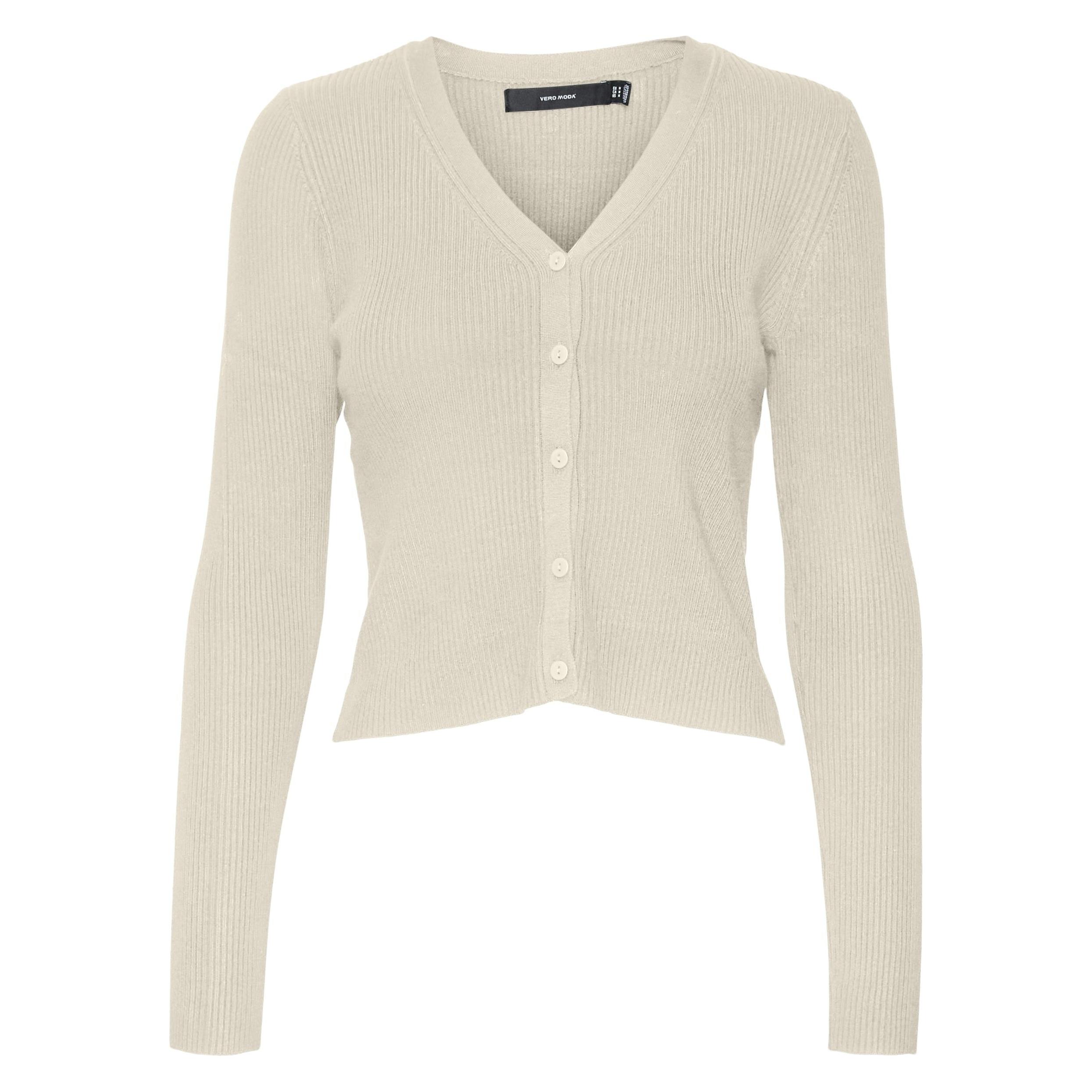 Vero Moda, Damen, Pullover, Vmglory Rib Ls V-Neck Cardigan Ga Noos, Weiss, (S)